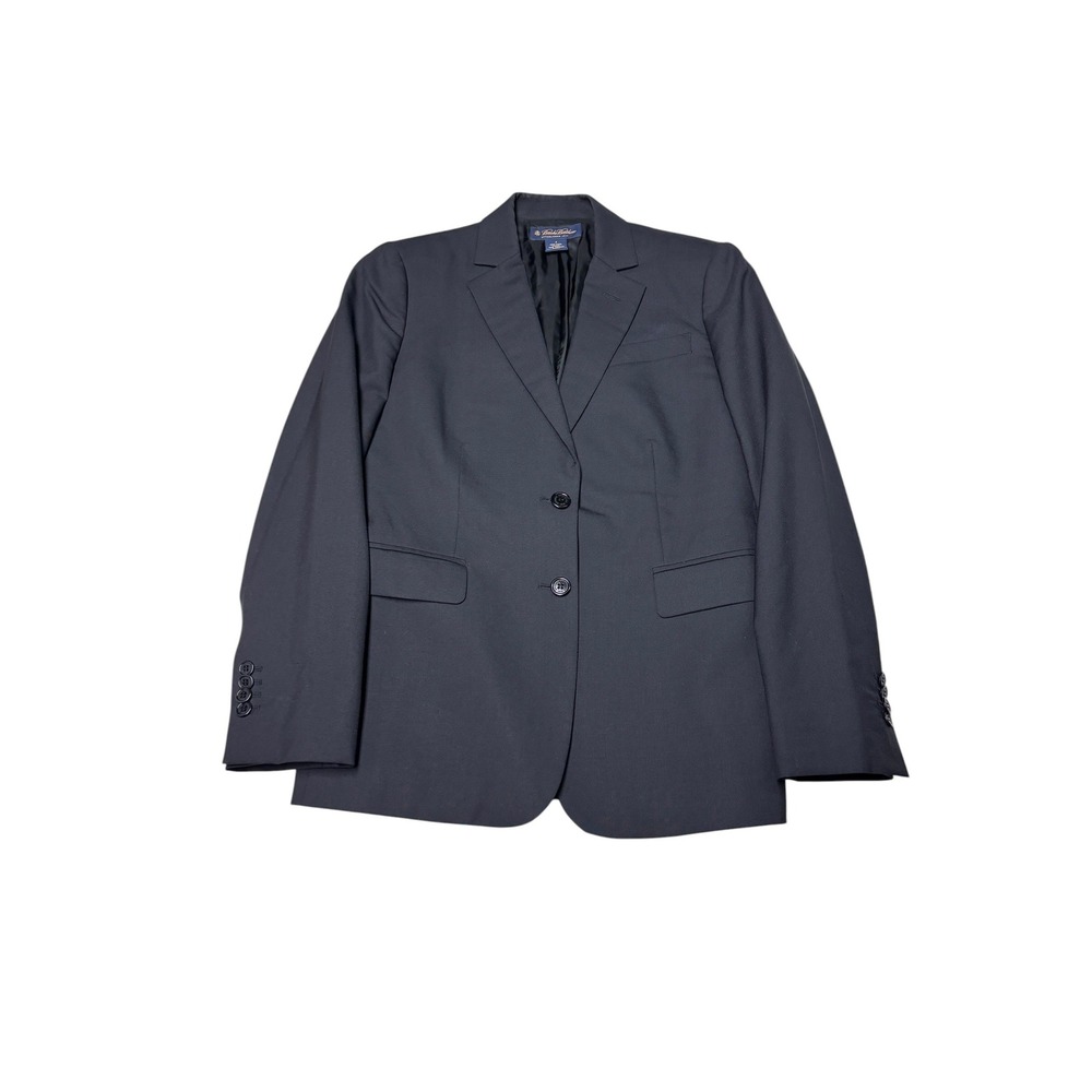 Brooks Brothers Womens Black 100% Wool 2-Button Blazer Jacket Size 2